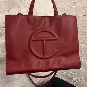 Telfar medium oxblood red shopper bag